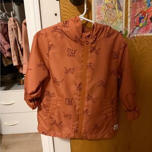 BONGO Kids Hooded Raincoat in Rust with Tiger Print